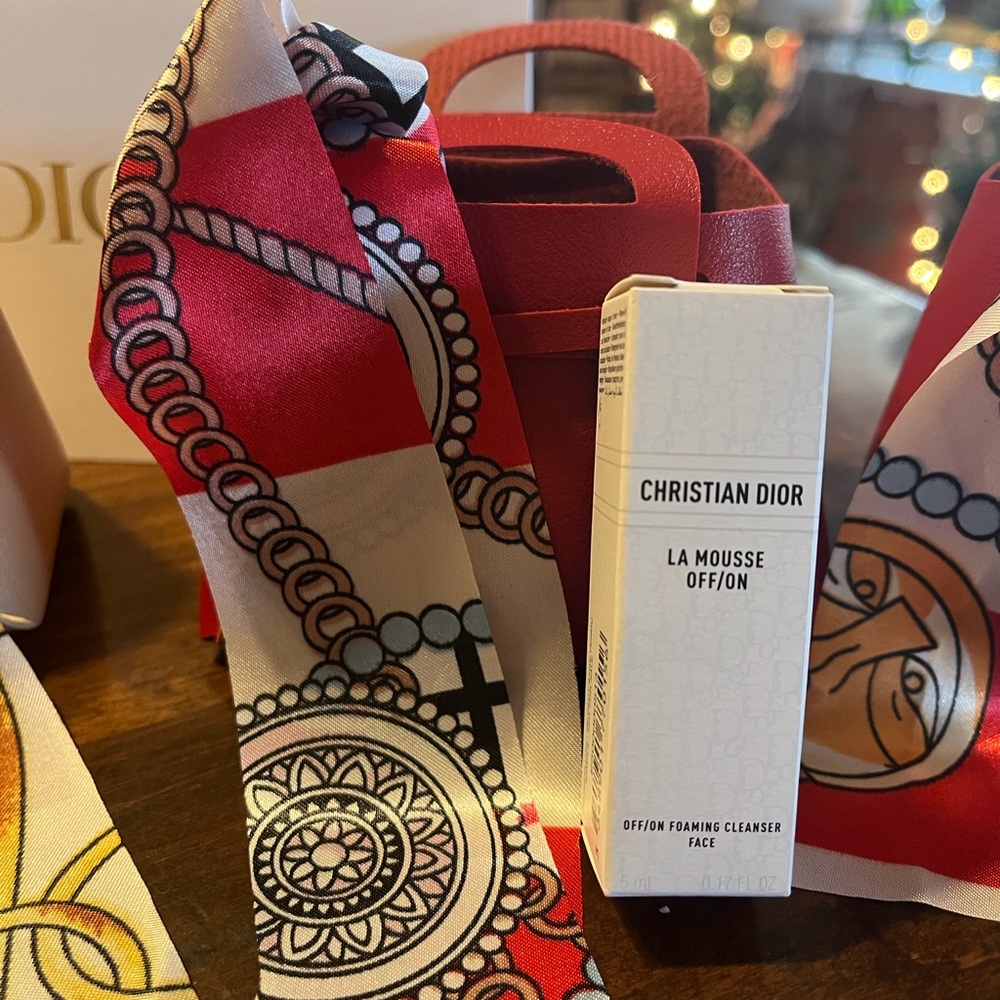 Authentic Christian Dior Mini Tote Bag with Printed Silk Twilly - Picture 3 of 16